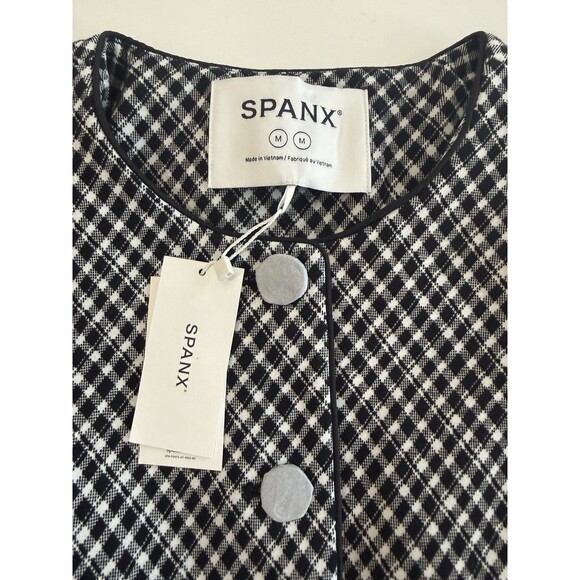 SPANX Women’s PONTE Lady Jacket Jacquard Plaid Blazer NWT Pockets M - Picture 5 of 16